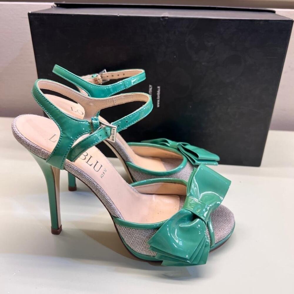 Loriblu teal bow detail heel NWT made in italy size EU 35